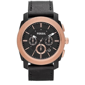 Uhrenarmband Fossil FS4715 Leder Anthrazitgrau 24mm